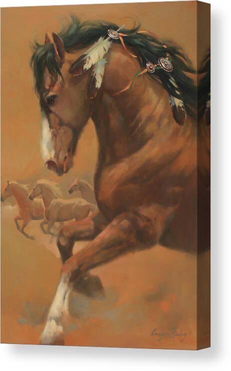 Western Art Canvas Print featuring the painting Feathers by Carolyne Hawley