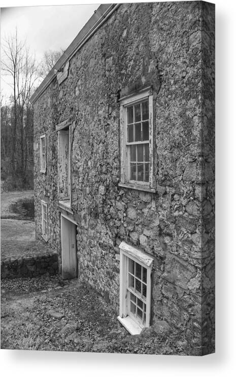 Waterloo Village Canvas Print featuring the photograph Fieldstone Workshop - Waterloo Village by Christopher Lotito