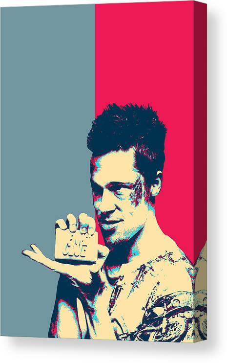 ‘cinema Treasures’ Collection By Serge Averbukh Canvas Print featuring the digital art Fight Club Revisited - Tyler Durden by Serge Averbukh