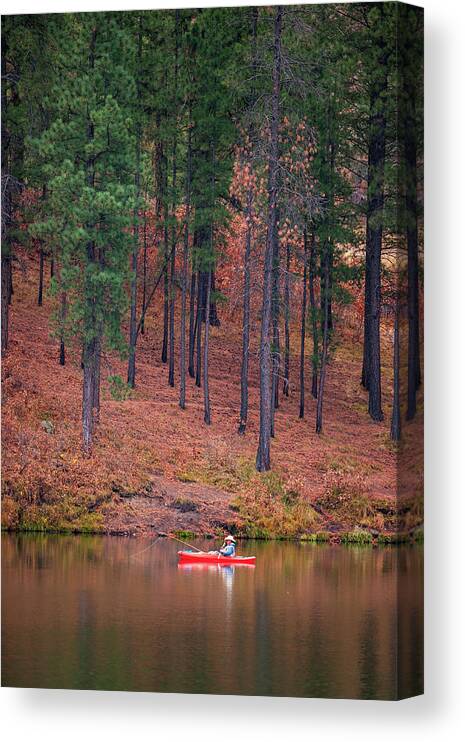 Fisherman Canvas Print featuring the photograph Fishing Fenton Lake by Jeff Phillippi