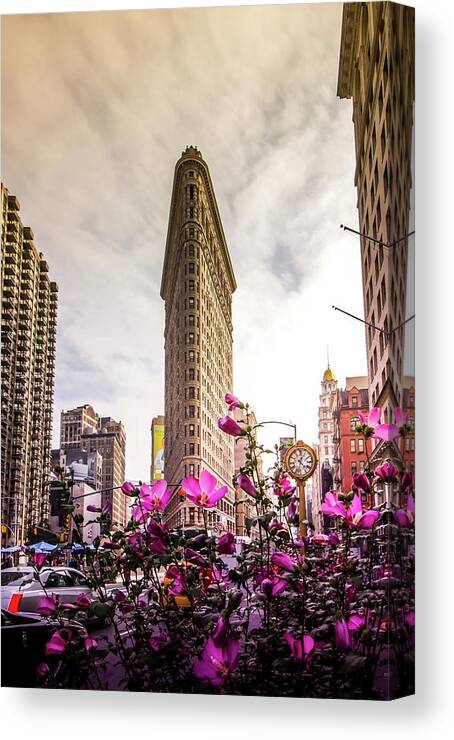 Flatiron Canvas Print featuring the photograph Flatiron and Flowers by Nicklas Gustafsson