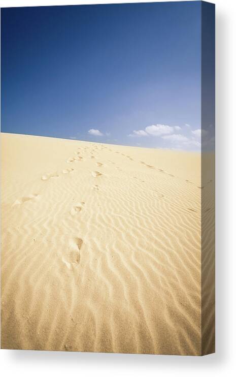 Steps Canvas Print featuring the photograph Footsteps On The Desert In Canary by Zodebala