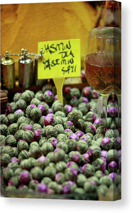 Istanbul Canvas Print featuring the photograph Fresh Jasmine Tea For Sale by Www.ingetjetadros.com ©ingetje Tadros