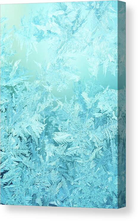 Cool Attitude Canvas Print featuring the photograph Frosty Pattern On Winter Window by 5ugarless