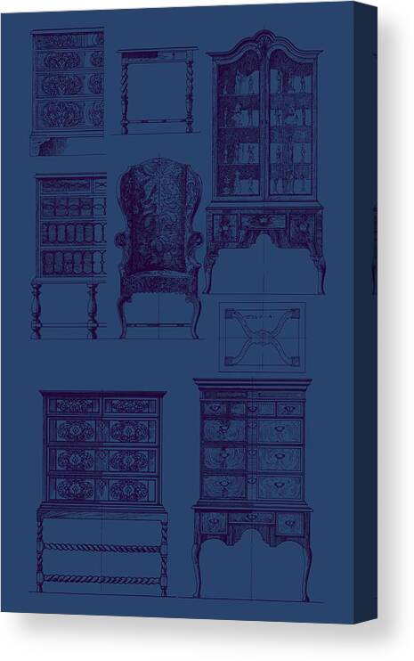 Decorative Elements Canvas Print featuring the painting Furniture Blueprint II by Vision Studio