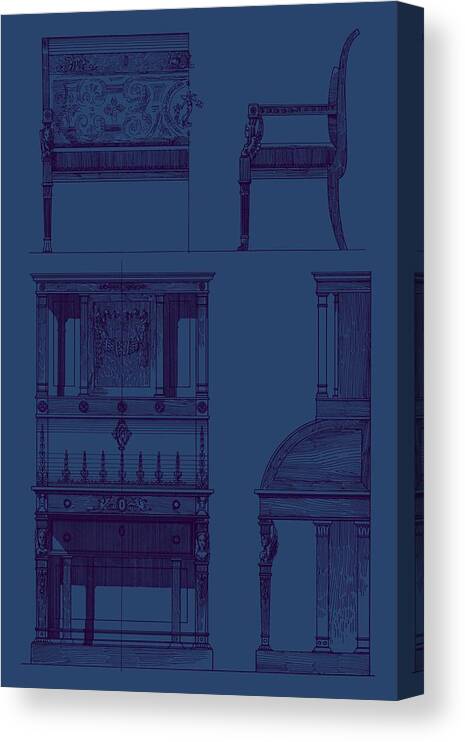 Decorative Elements Canvas Print featuring the painting Furniture Blueprint IIi by Vision Studio