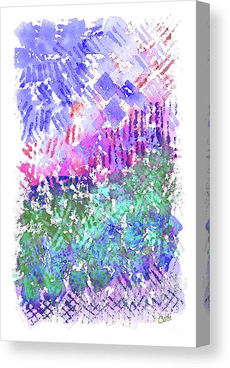 Hidden Hearts Canvas Print featuring the painting Garden of Purple and Green by Corinne Carroll