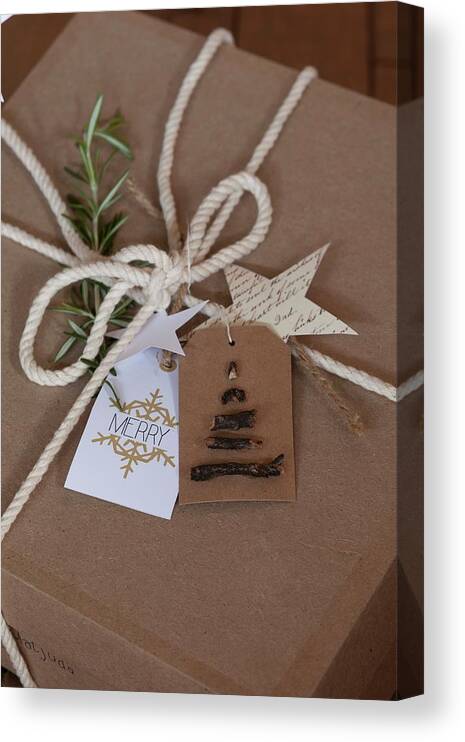 Gift Wrapped In Brown Paper With Whit Cord And Hand-made Gift Tags Canvas  Print / Canvas Art by Great Stock! - Fine Art America