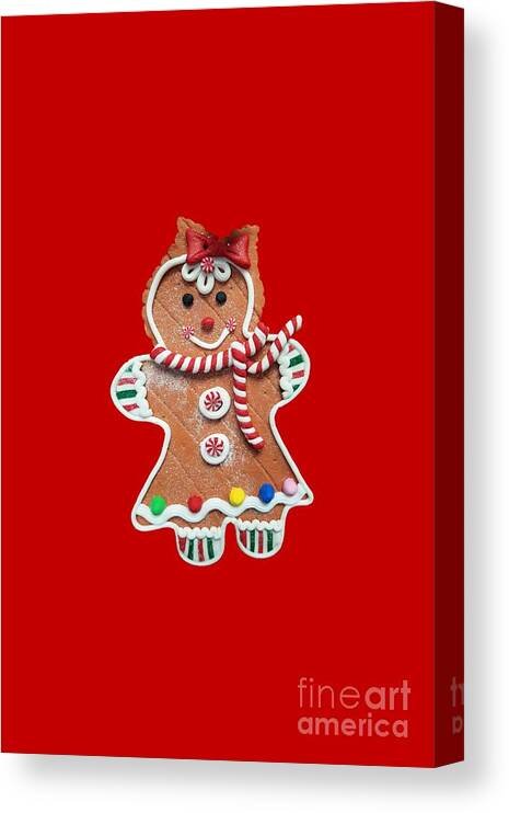 Gingerbread Canvas Print featuring the photograph Gingerbread Cookie Girl by Rachel Hannah