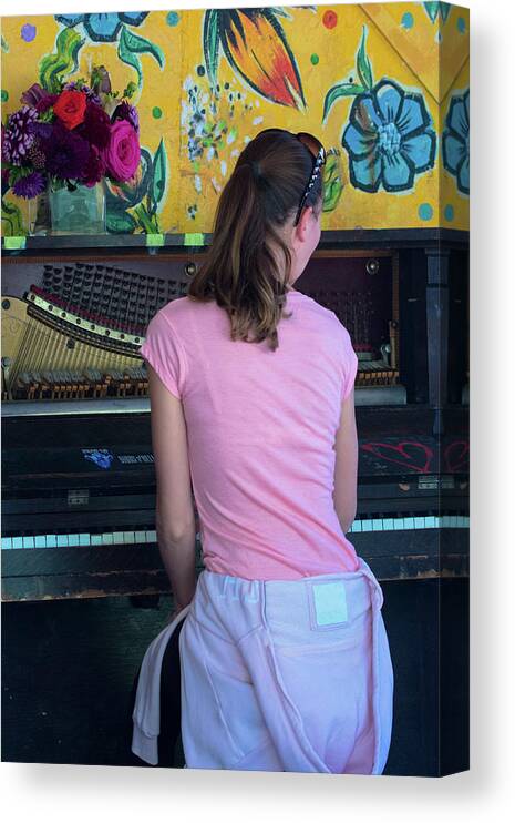 Girl Canvas Print featuring the photograph Girl at the Piano by James Canning