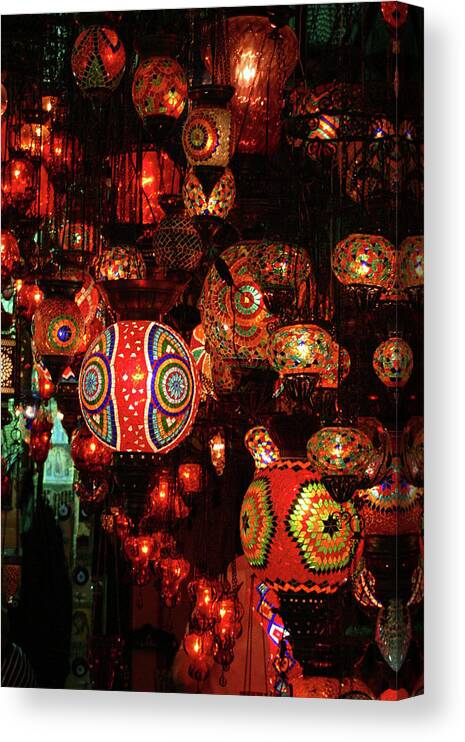 Market Canvas Print featuring the photograph Glass lanterns,Covered bazaar by Steve Estvanik