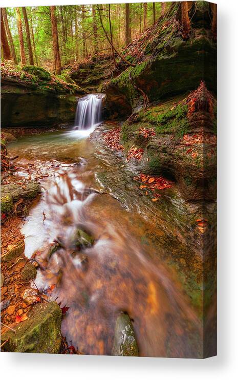 Waterfall Canvas Print featuring the photograph Hideaway Falls by Arthur Oleary