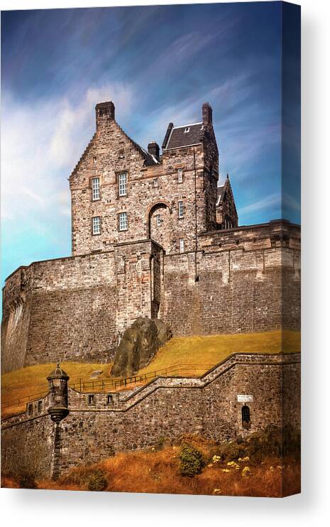 Edinburgh Castle Canvas Print featuring the photograph Historic Edinburgh Castle Scotland by Carol Japp