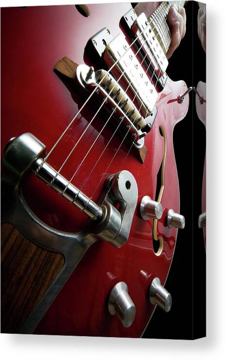 Rock Music Canvas Print featuring the photograph Hollowbody Electric Guitar Hollow Body by Slobo