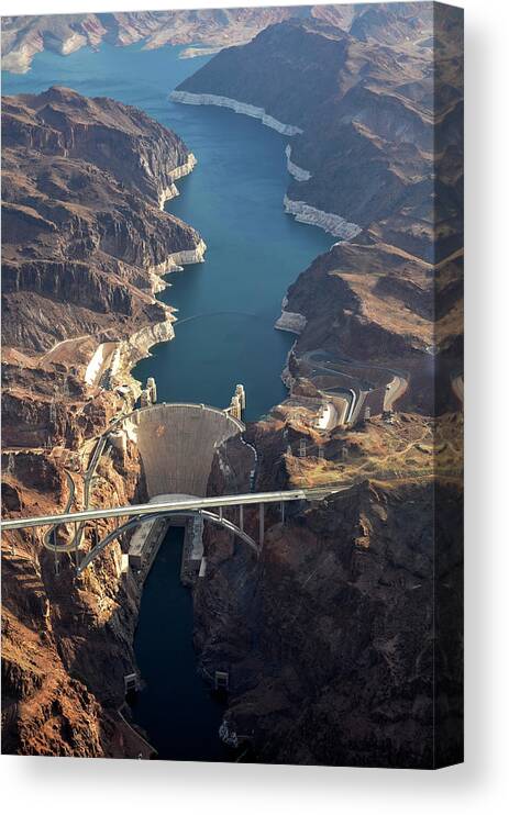 Scenics Canvas Print featuring the photograph Hoover Dam Aerial by Iwcrabbe