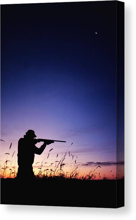 Rifle Canvas Print featuring the photograph Hunter Silhouette by J&l Images
