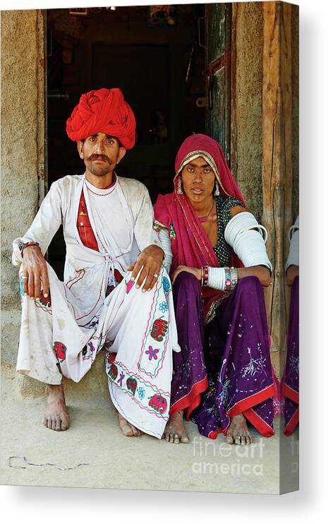 Young Men Canvas Print featuring the photograph India, Rajasthan, Meda Village by Tuul & Bruno Morandi