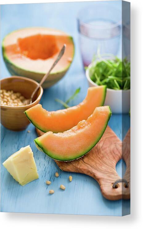 Spoon Canvas Print featuring the photograph Ingredients For Melon Salad by Verdina Anna
