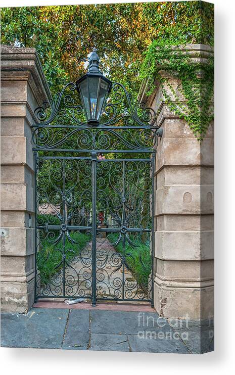 Sword Gates Canvas Print featuring the photograph Iron Sword Gates - Charleston by Dale Powell