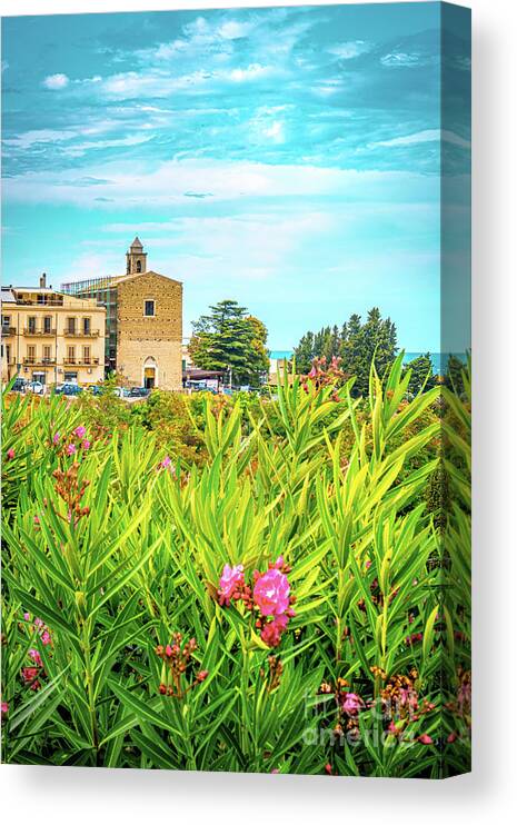 Colorful Canvas Print featuring the photograph Italia church in Vasto - Abruzzo - Italy summer vertical by Luca Lorenzelli