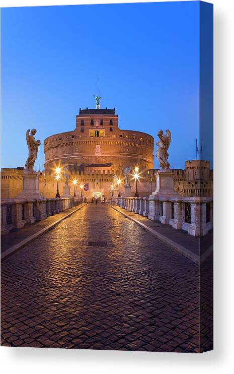 Statue Canvas Print featuring the photograph Italy, Rome, Castle Sant Angelo And by Westend61