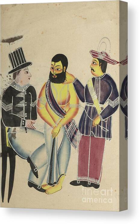 Kolkata Canvas Print featuring the drawing Jailer Receiving The Mahant by Heritage Images
