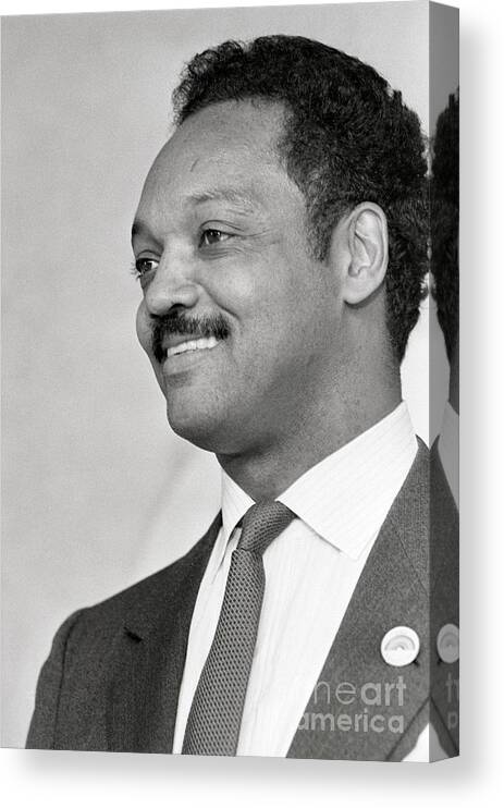 1980-1989 Canvas Print featuring the photograph Jesse Jackson by Bettmann