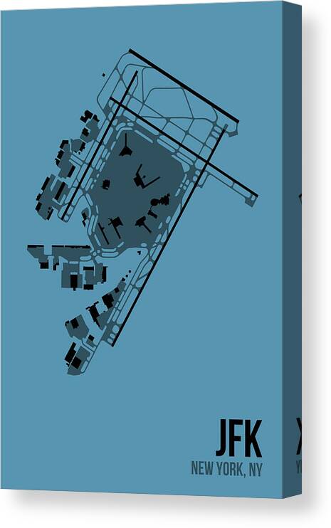 Jfk Airport Layout Canvas Print featuring the digital art Jfk Airport Layout by O8 Left