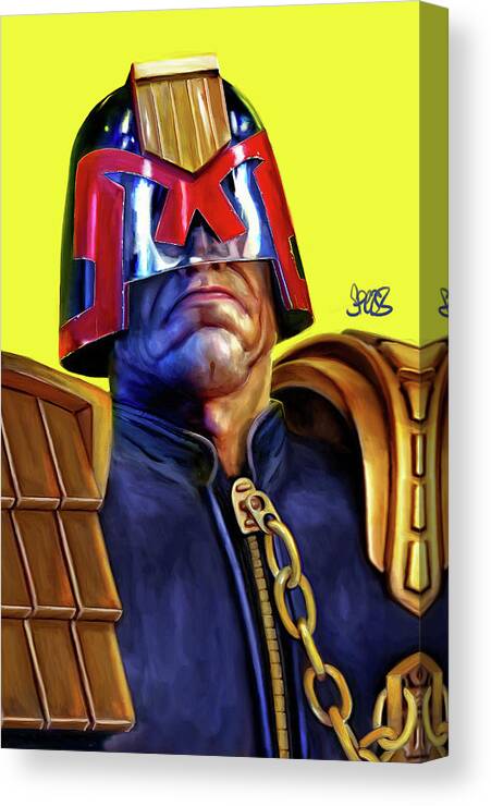 Mark Spears Canvas Print featuring the mixed media Judge Dredd by Mark Spears