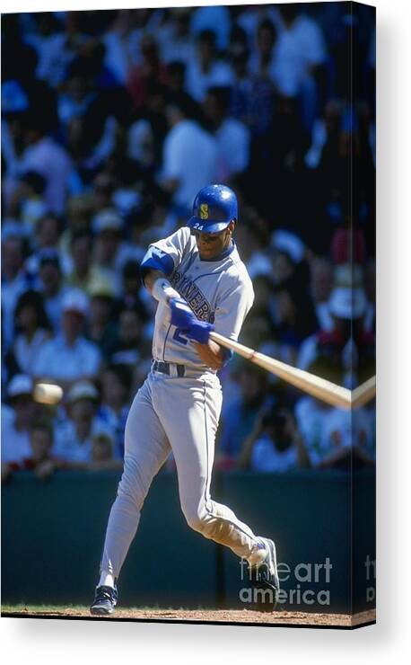 1980-1989 Canvas Print featuring the photograph Ken Griffey Jr. Mariners by Jonathan Daniel
