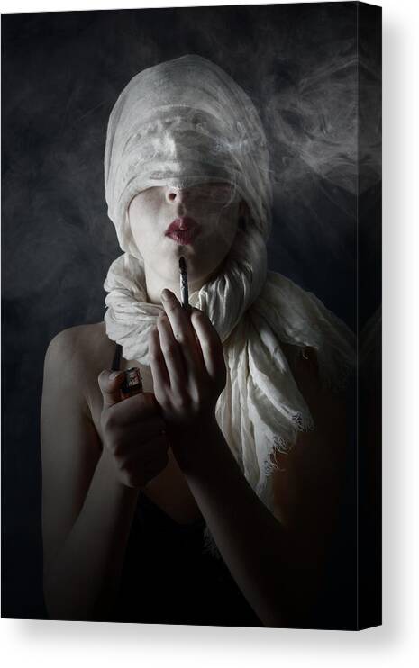 Conceptual Canvas Print featuring the photograph Killing You Softly by Olga Mest