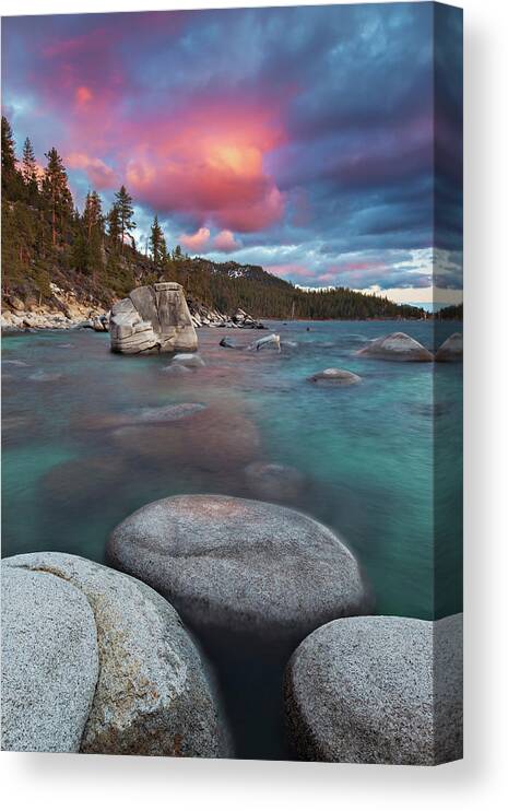 Tranquility Canvas Print featuring the photograph Lake Tahoe Sunset by Ropelato Photography; Earthscapes