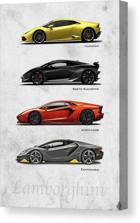Lamborghini Canvas Print featuring the digital art Lamborghini Raging Bulls by Airpower Art