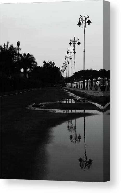 Street Photography Canvas Print featuring the photograph Lamps in Repetition by Prakash Ghai