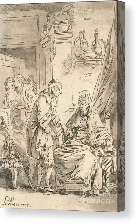 Engraving Canvas Print featuring the drawing Le Toucher by Print Collector
