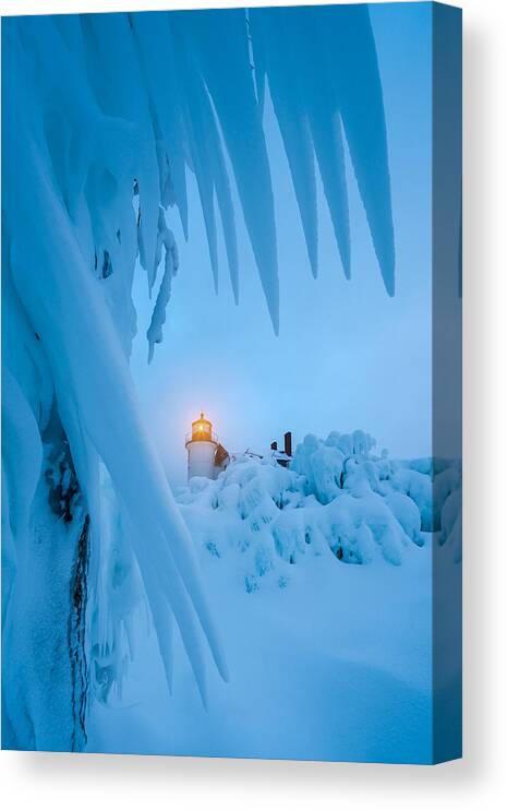 Lake Canvas Print featuring the photograph Light In The Cold by John Fan