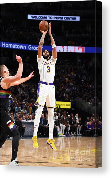 Anthony Davis Canvas Print featuring the photograph Los Angeles Lakers V Denver Nuggets by Garrett Ellwood