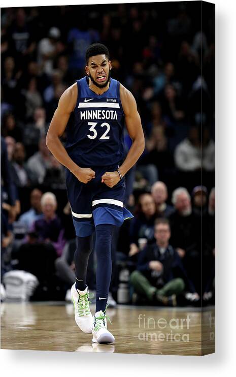 Karl-anthony Towns Canvas Print featuring the photograph Los Angeles Lakers V Minnesota by Jordan Johnson