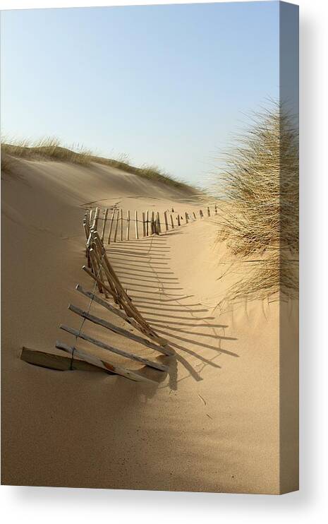 Shadow Canvas Print featuring the photograph Lost Fence, Balmedie Beach by Scott Walker