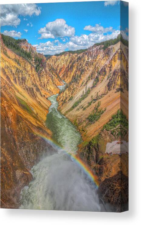 Lower Falls Canvas Print featuring the photograph Lower Falls Rainbow 2011-06 02 by Jim Dollar
