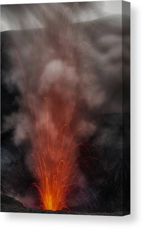 Volcano Canvas Print featuring the photograph Magma Bubbles From Mt. Yasur by Pavol Stranak