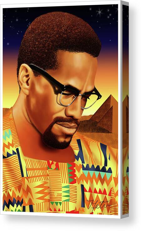 Malcom Little Canvas Print featuring the painting Malcolm X by Artist Metu