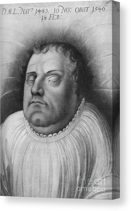 Engraving Canvas Print featuring the drawing Martin Luther, German Monk, Priest by Print Collector