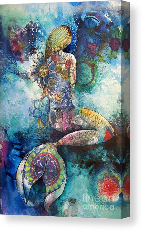 Mermaid Canvas Print featuring the painting Mermaid 2 by Reina Cottier
