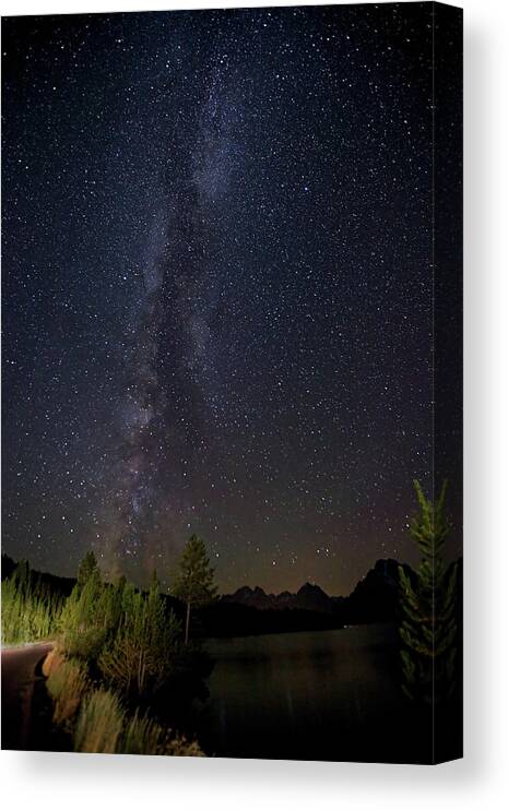 Tranquility Canvas Print featuring the photograph Milky Way Galaxy Stars In Night Sky by © Rozanne Hakala