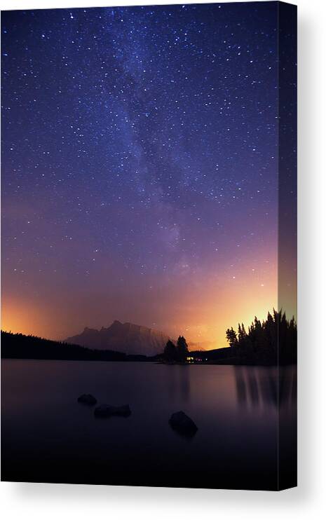 Social Issues Canvas Print featuring the photograph Milky Way In Banff by Dan prat