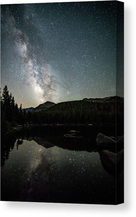 Photographs Canvas Print featuring the photograph Milky way over Bear LAke by Mati Krimerman