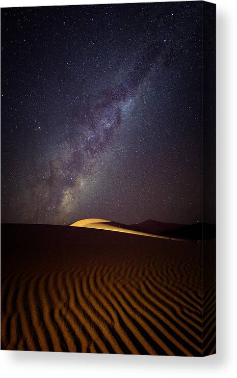 Africa Canvas Print featuring the photograph Milky Way Over The Dunes Of Sossusvlei, Namibia by Photography By Karen Mcdonald