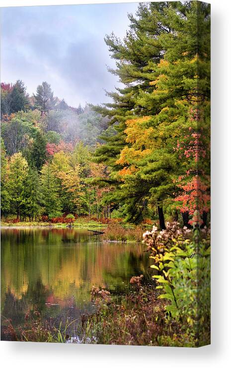 Fall Canvas Print featuring the photograph Morning Mist Fall Landscape by Christina Rollo