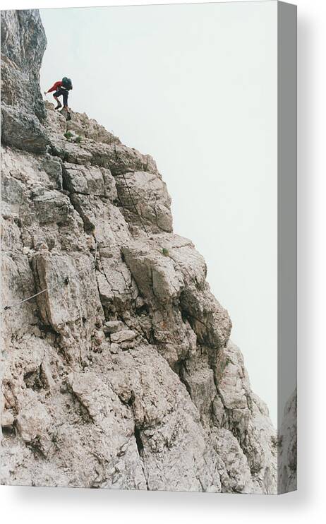 People Canvas Print featuring the photograph Mountaineer Climbing Cliff by Peter H. Sprosty